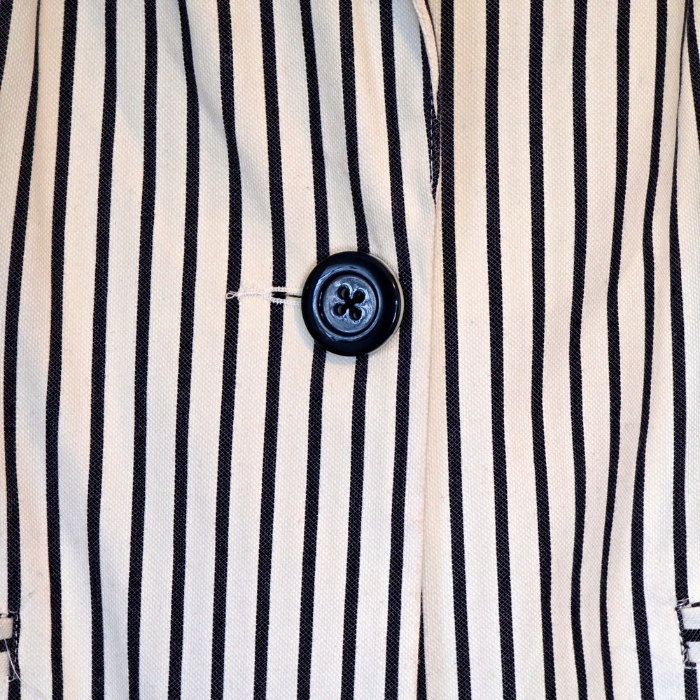 Cabi Striped Bell Sleeve Blazer Jacket Black White Horse Print Lined Size 4 - Picture 5 of 14